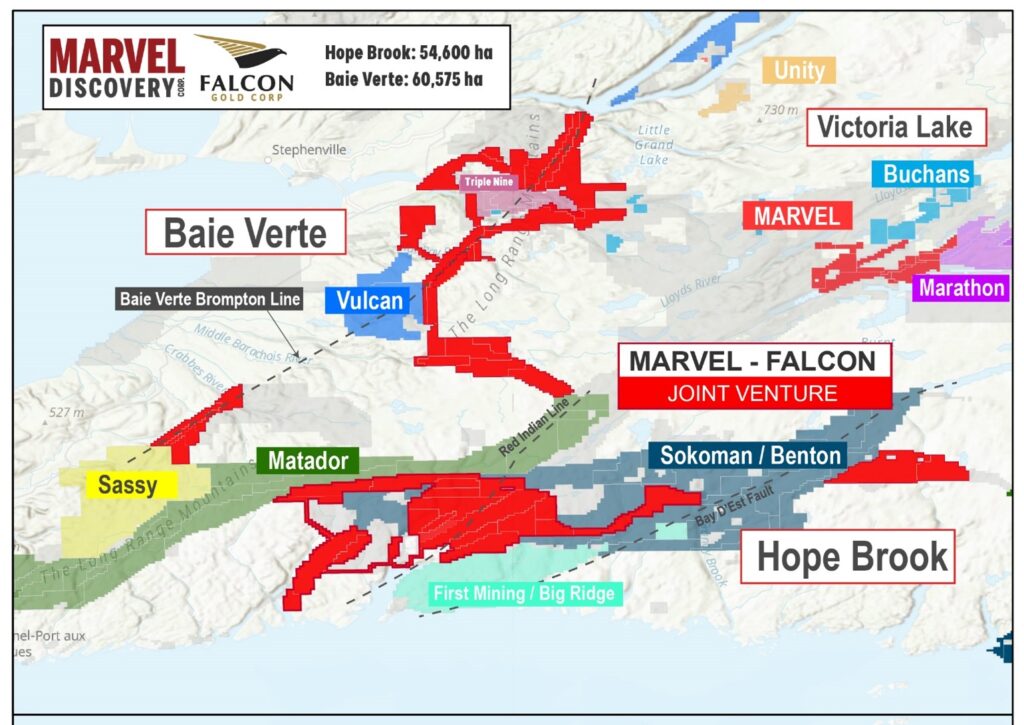Joint Venture Falcon Marvel Post Marvel-Falcon form Strategic Partnership at Hope Brook and Baie Verte Brompton Line