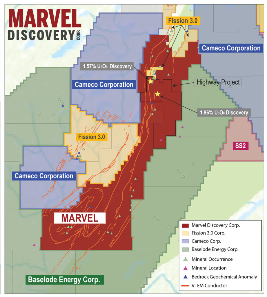 Uranium property Map Marvel Discovery Corp 05 1 Post MARVEL INCREASES HOLDINGS AT KEY LAKE – URANIUM PROJECT, ADJACENT TO CAMECO AND FISSION, ATHABASCA BASIN