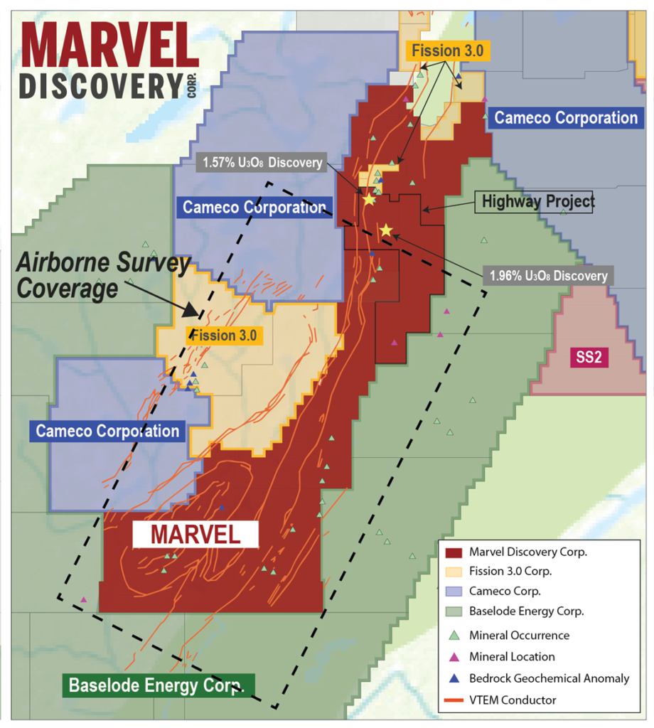 image 1 Post Marvel Completes Airborne Survey Over KLR & Walker Claims Adjacent to Cameco & Fission, Athabasca Basin - Uranium