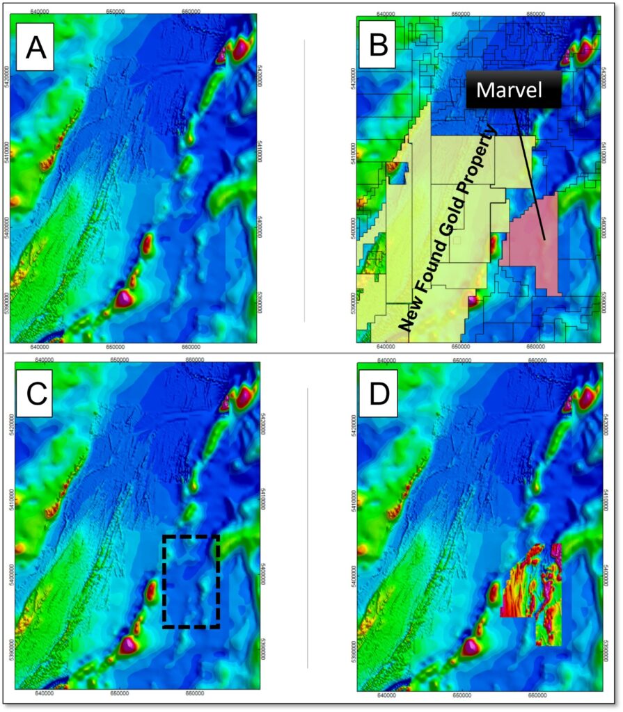 Comparison of high resolution magnetic survey to existing regional magnetic government overage Post MARVEL DISCOVERY INITIATES EXPLORATION PROGRAM AT GANDER EAST ADJACENT TO NEW FOUND GOLD’S QUEENSWAY PROJECT